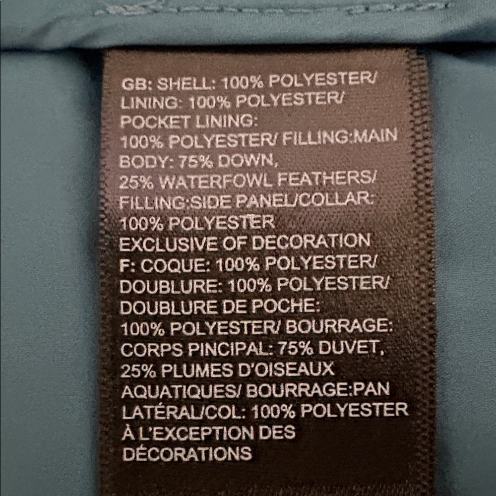 The North Face NWT Down Feather Blue Camouflage Puffer Vest Size Small - Picture 14 of 15